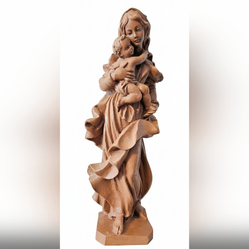 Bavarian Madonna Hand Crafted Wood 20" Virgin Mary Vintage Exclusives